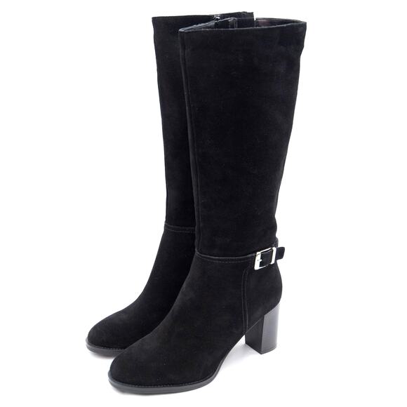 Giani Bernini Black Suede Heeled Leonnoxx Heeled Tall Riding Boots Size 8.5 - Picture 1 of 5